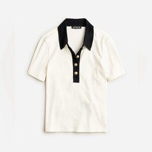 NWT J. Crew Women’s Vintage Ribbed Short Sleeve Polo Top size XL
